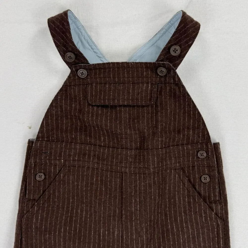 Gymboree Boy's Pinstripe Wool Blend Cargo Overalls 9-12 Months Brown